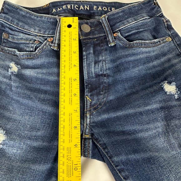 American Eagle Jeans Men 24x26.75* Airflex Distressed Skinny Blue Stretch - Picture 13 of 16